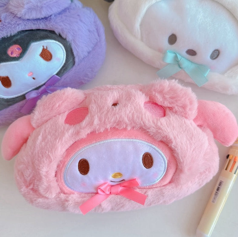 Sanrio Fluffy Ziplock Pencil Case